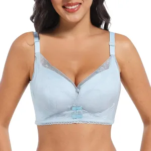 High Support Bra for Women Lace Seamless Full Coverage Adjustable Bras No Underwire Gather Powerful Push Up Comfy Bras