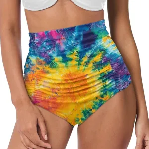 High Waist Bikini Bottom Tummy Control Swim Bottom Beach Ruched Tankini Briefs for Summer Holiday Plus Size