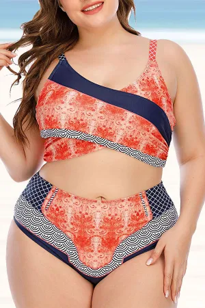 High Waist Graphic Print Casual Bikini