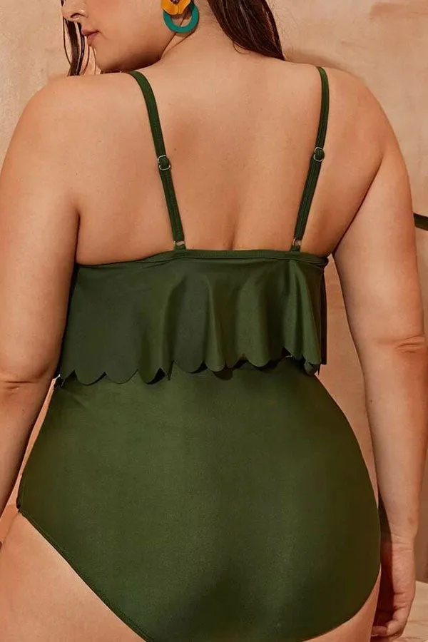 High Waist Solid Color Sweet Bikini