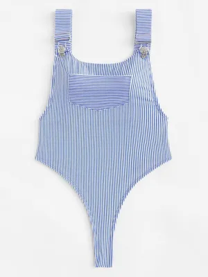 High Waist Striped Swimsuit