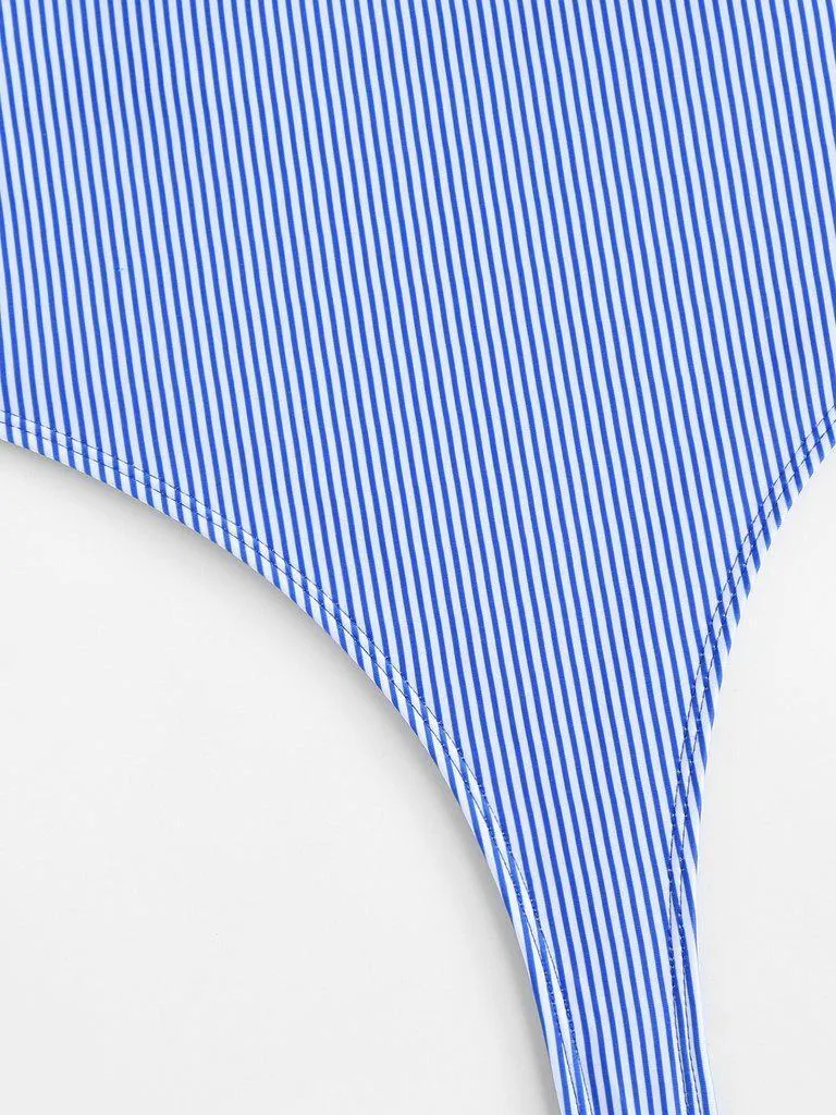 High Waist Striped Swimsuit