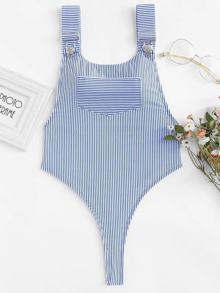 High Waist Striped Swimsuit