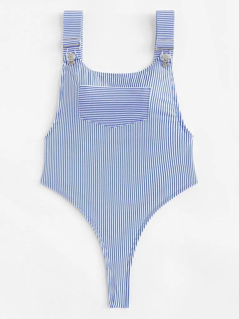 High Waist Striped Swimsuit