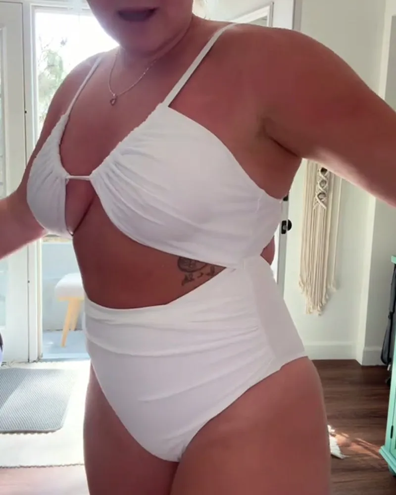 High Waist Triangle Bra One-Piece Swimsuit