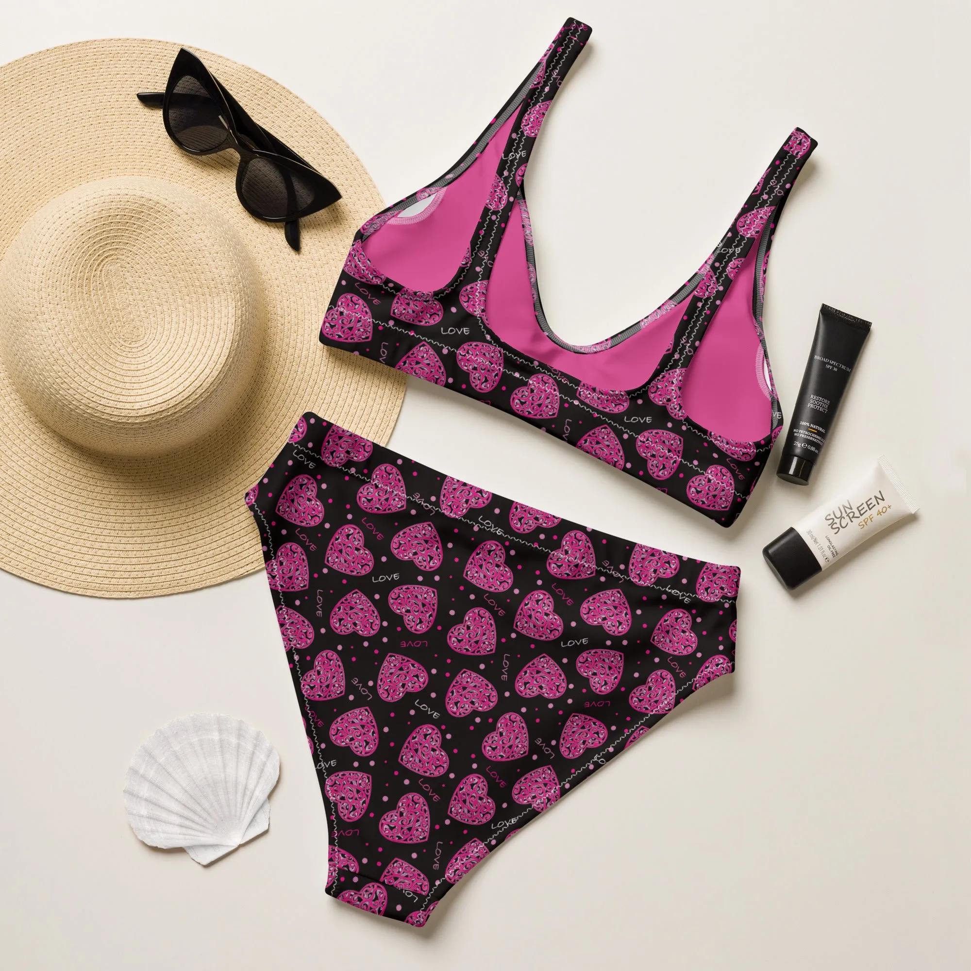 High Waisted Bikini Womens (Glamourange Luxury Bikini High Waisted - 005 Patterns Model)