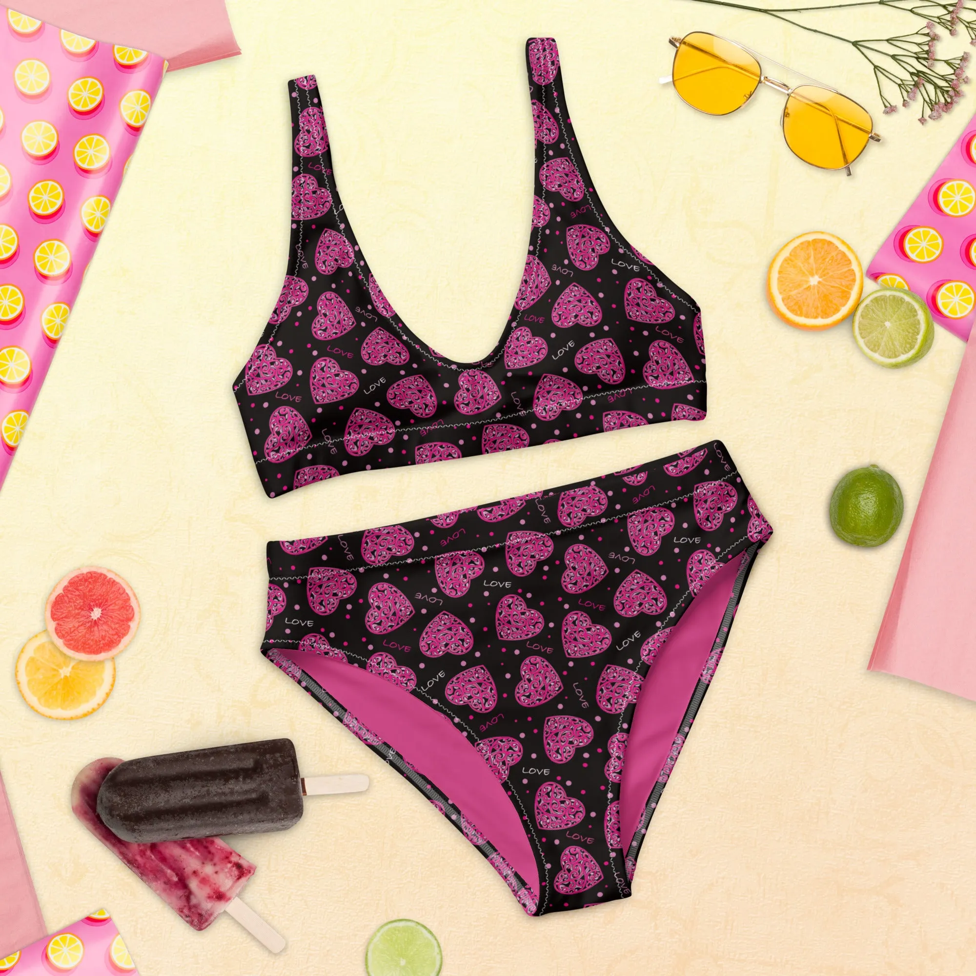 High Waisted Bikini Womens (Glamourange Luxury Bikini High Waisted - 005 Patterns Model)