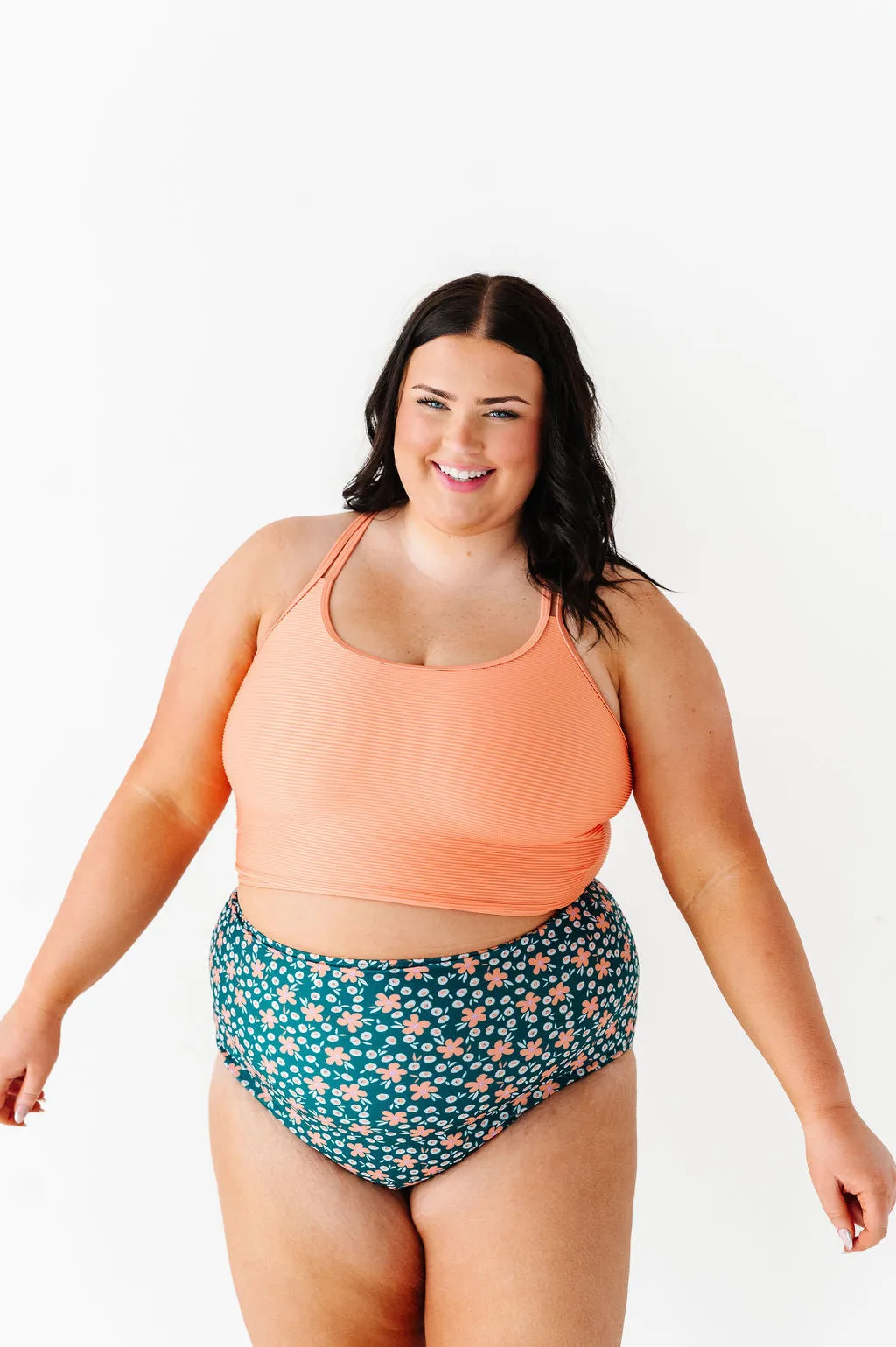 High Waisted Bottoms in Midnight Daisy