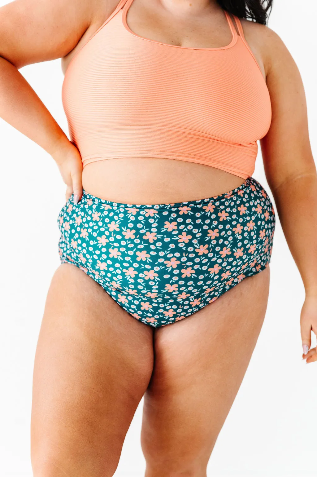 High Waisted Bottoms in Midnight Daisy