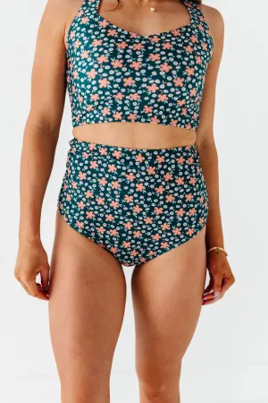 High Waisted Bottoms in Midnight Daisy