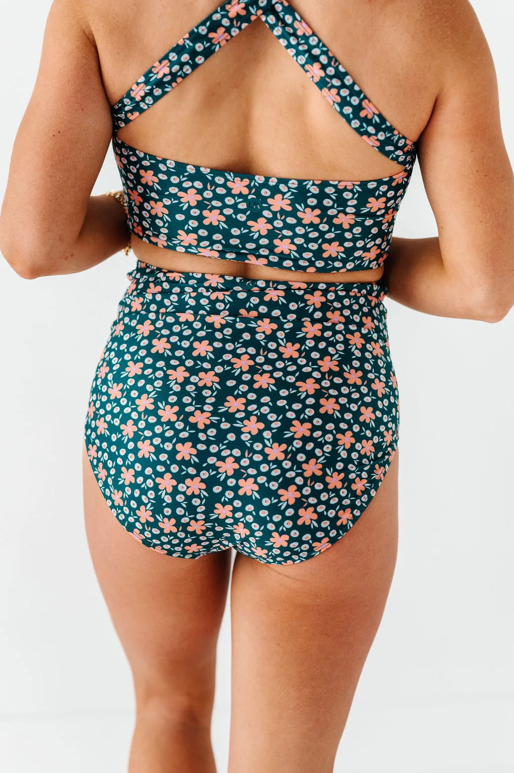 High Waisted Bottoms in Midnight Daisy