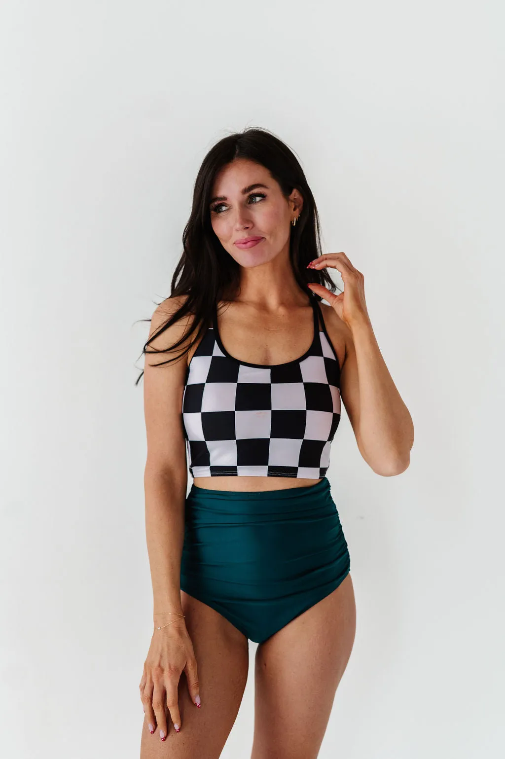 High Waisted Ruched Bottoms in Laguna