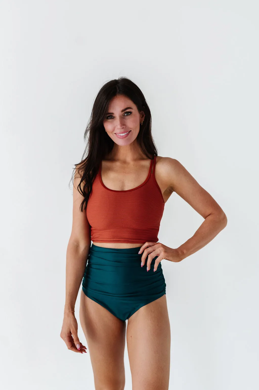 High Waisted Ruched Bottoms in Laguna