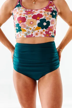 High Waisted Ruched Bottoms in Laguna