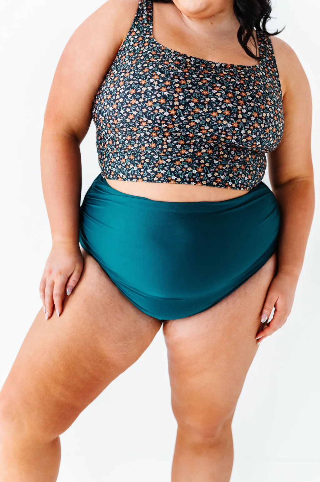 High Waisted Ruched Bottoms in Laguna