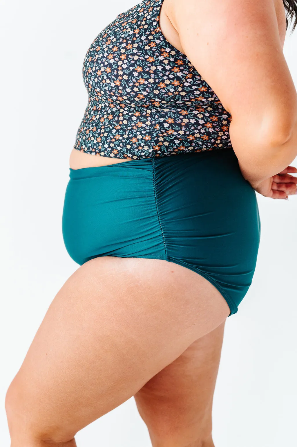 High Waisted Ruched Bottoms in Laguna