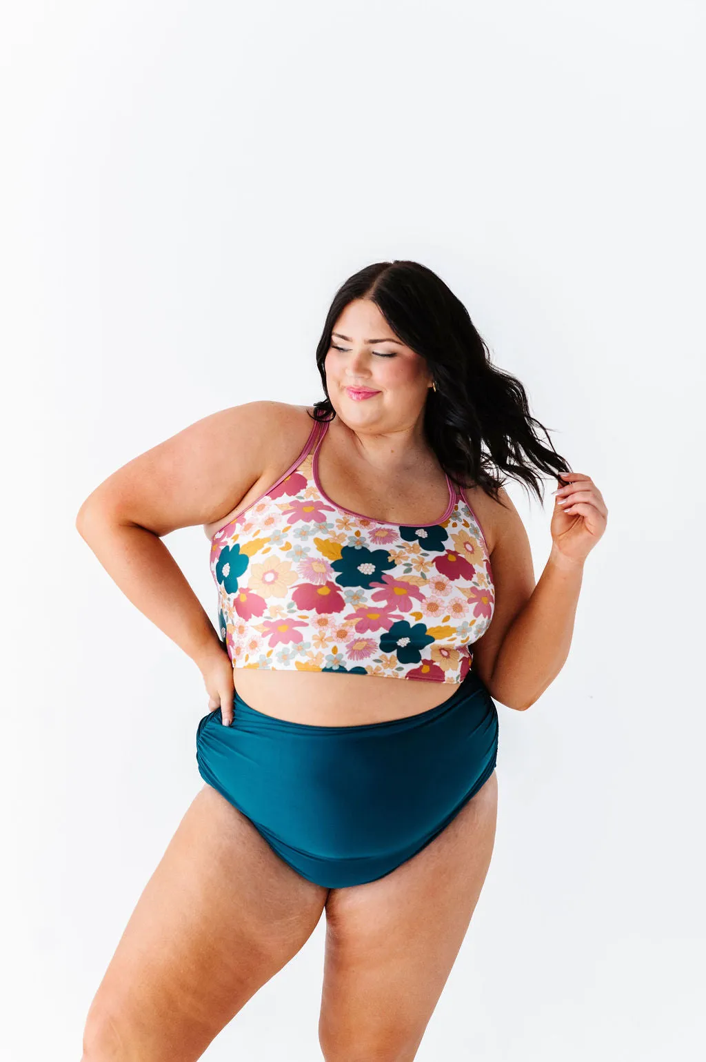 High Waisted Ruched Bottoms in Laguna