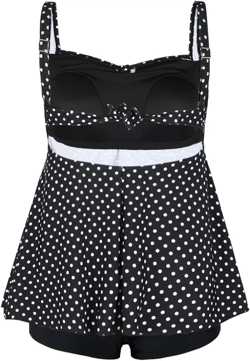 Hilor Women's Plus Size Tankini Swimsuit Flowy Two Piece Bathing Suits Loose Fitting Tankini Swimwear with Shorts