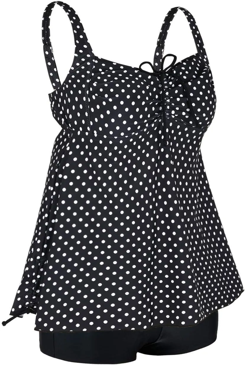 Hilor Women's Plus Size Tankini Swimsuit Flowy Two Piece Bathing Suits Loose Fitting Tankini Swimwear with Shorts