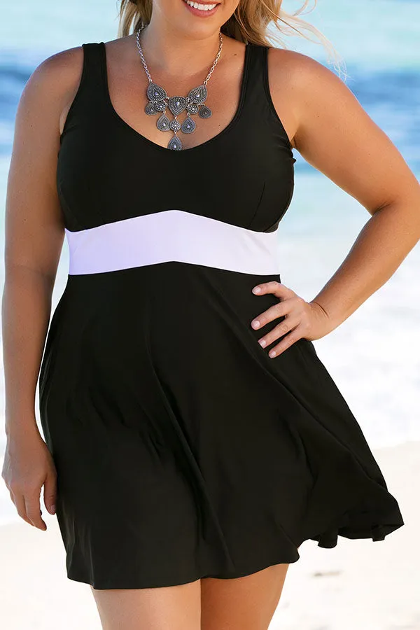 Hit Color Classic Tankini Swimdress