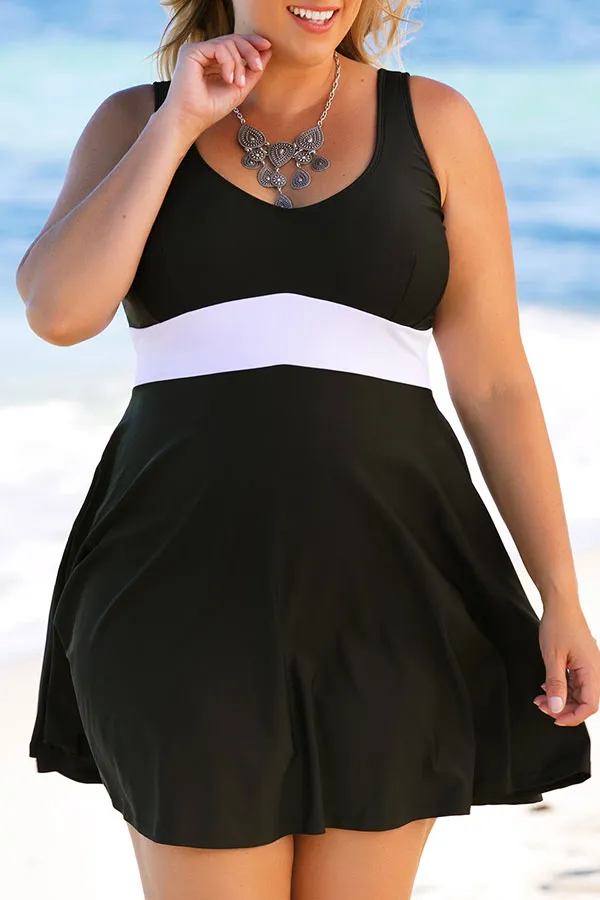 Hit Color Classic Tankini Swimdress