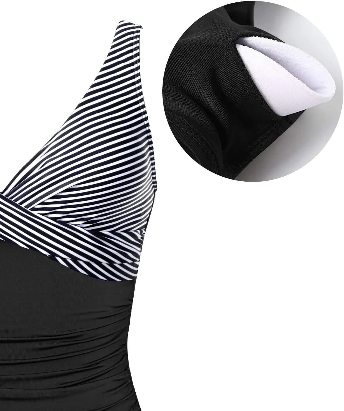 Holipick One Piece Swimsuit for Women Tummy Control Push Up 1 Piece Bathing Suit Slimming V Neck Swimwear