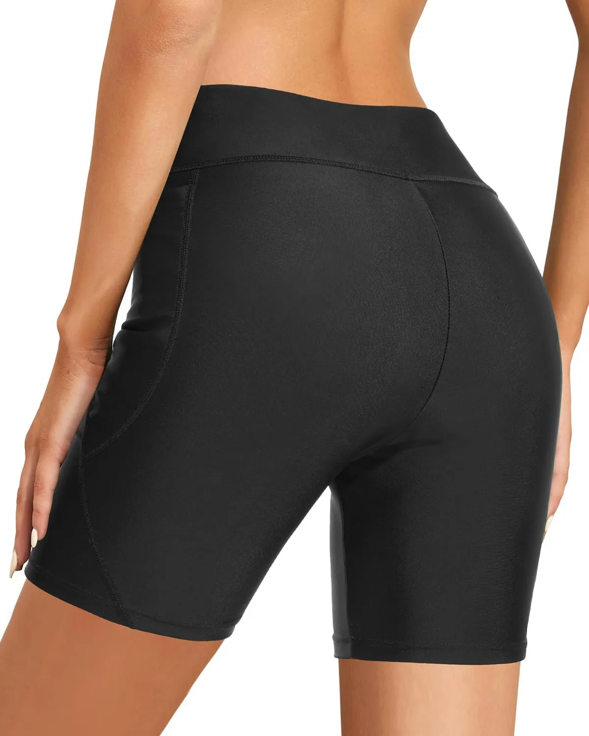 Holipick Women Plus Size Swim Shorts High Waisted Swim Bottoms with Pockets Tummy Control Boy Shorts