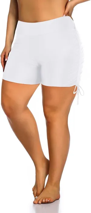 Holipick Women's Plus Size Swim Shorts High Waisted Bathing Suit Bottoms Sporty Tummy Control Swimsuit Shorts