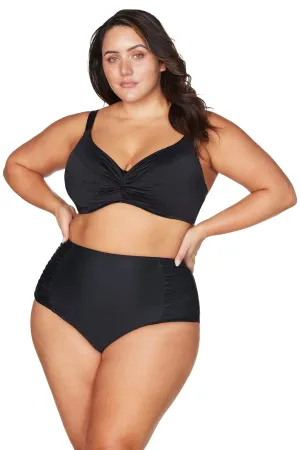 HUES BOTTICELLI HIGH WAIST BIKINI BOTTOM - BLACK