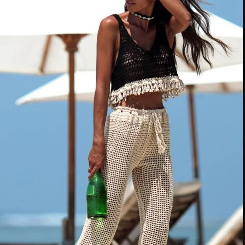 In-X Sexy hollow out beach dress shell cover-ups Crochet cover up Cotton