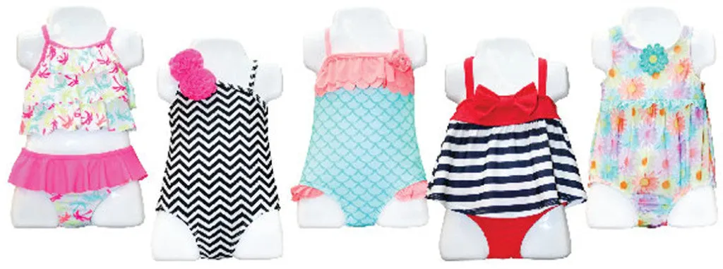 infant girl's high fashion one-piece & tankini swimsuits - sizes 12m-24m Case of 30