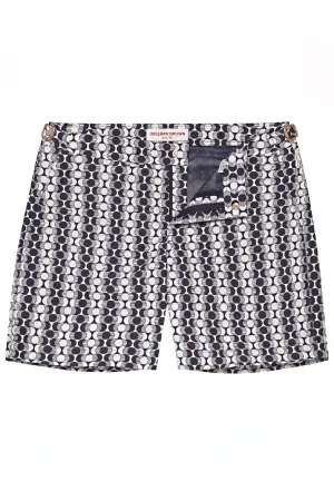 Ink and White Sand Mid-Length Swim Bulldog X Shorts