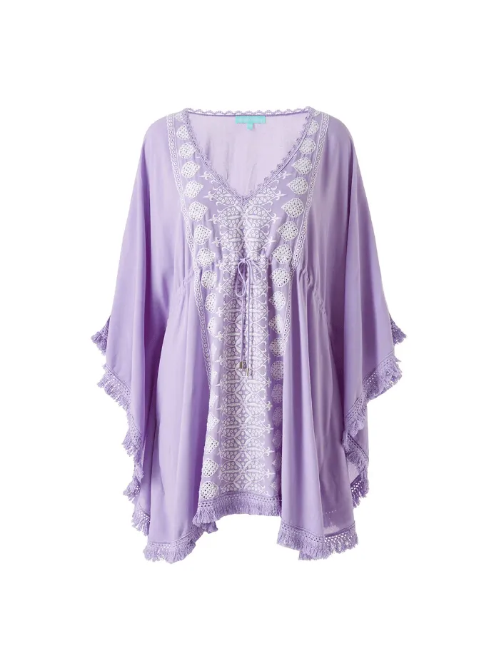 Isabelle Embroidered Batwing Tunic With Fringes