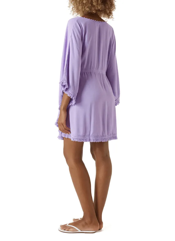 Isabelle Embroidered Batwing Tunic With Fringes