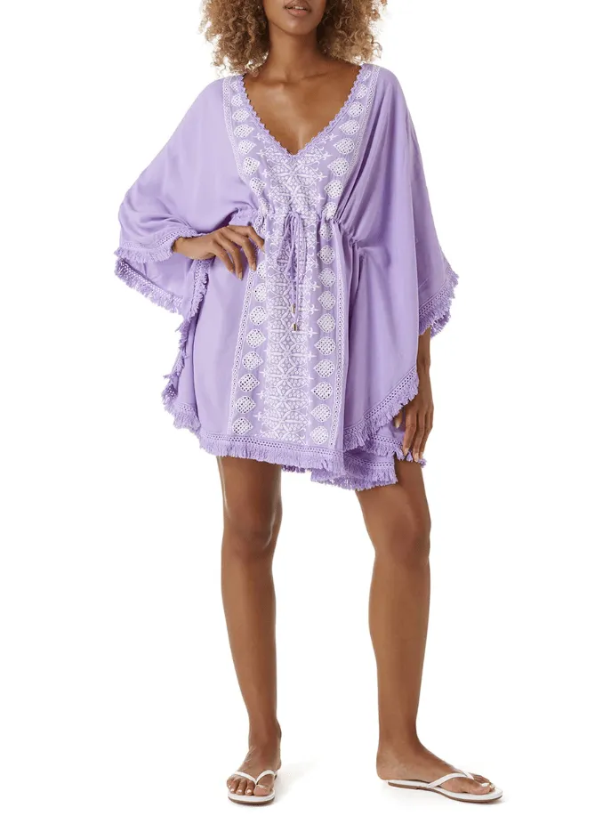 Isabelle Embroidered Batwing Tunic With Fringes