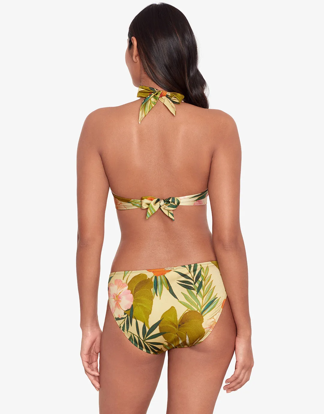 Island Tropical Rattan Ring Halter Bikini Top - Print