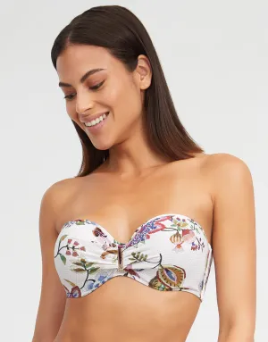 Jasmine Bandeau Bikini Top - White Floral