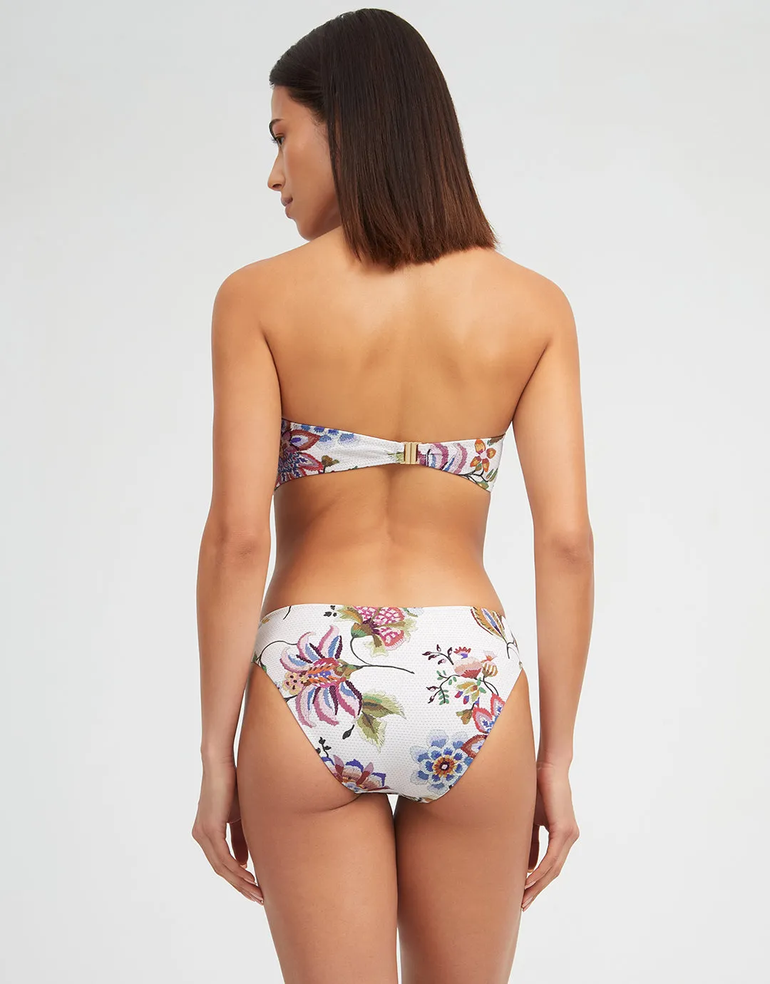 Jasmine Bandeau Bikini Top - White Floral