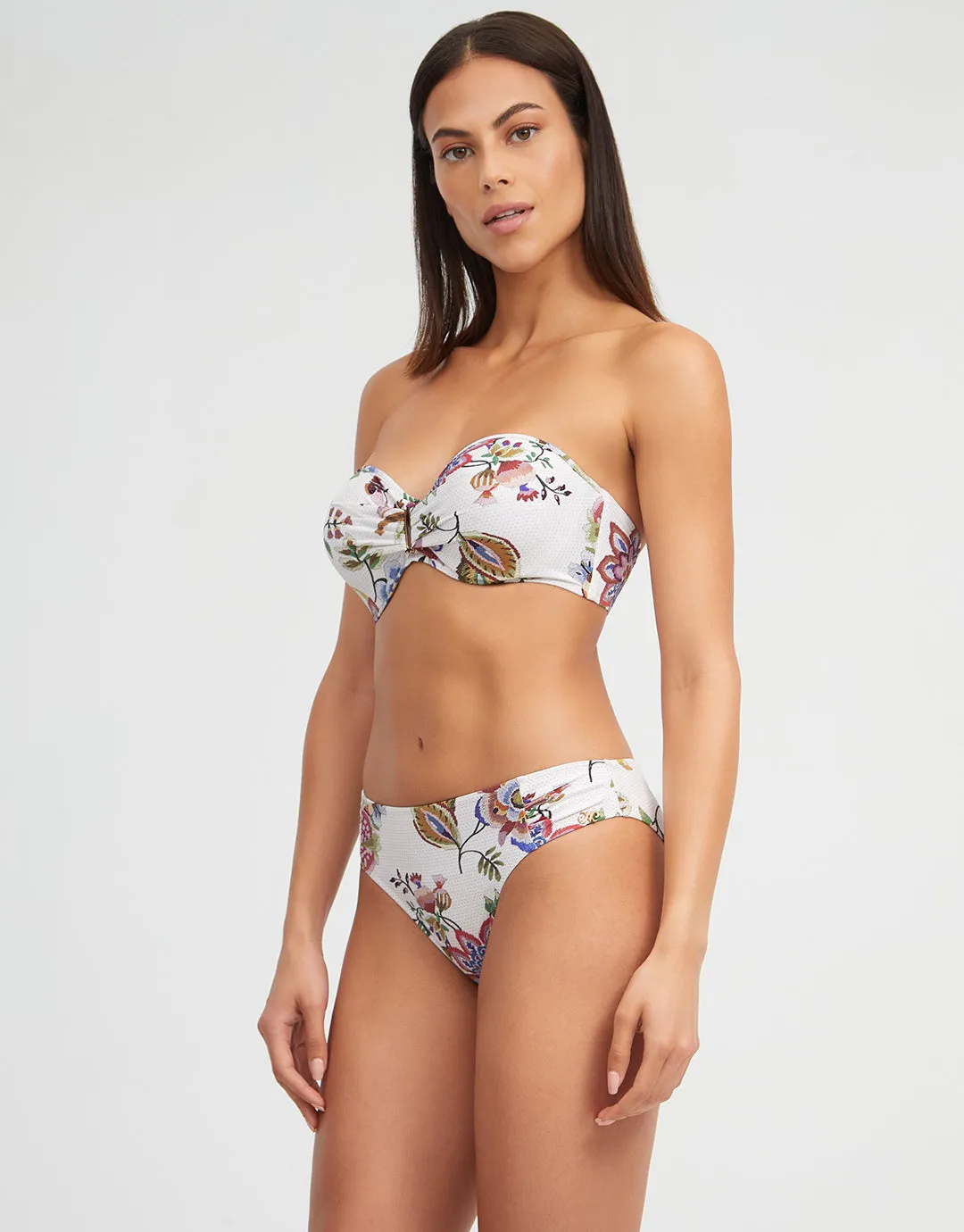 Jasmine Bandeau Bikini Top - White Floral