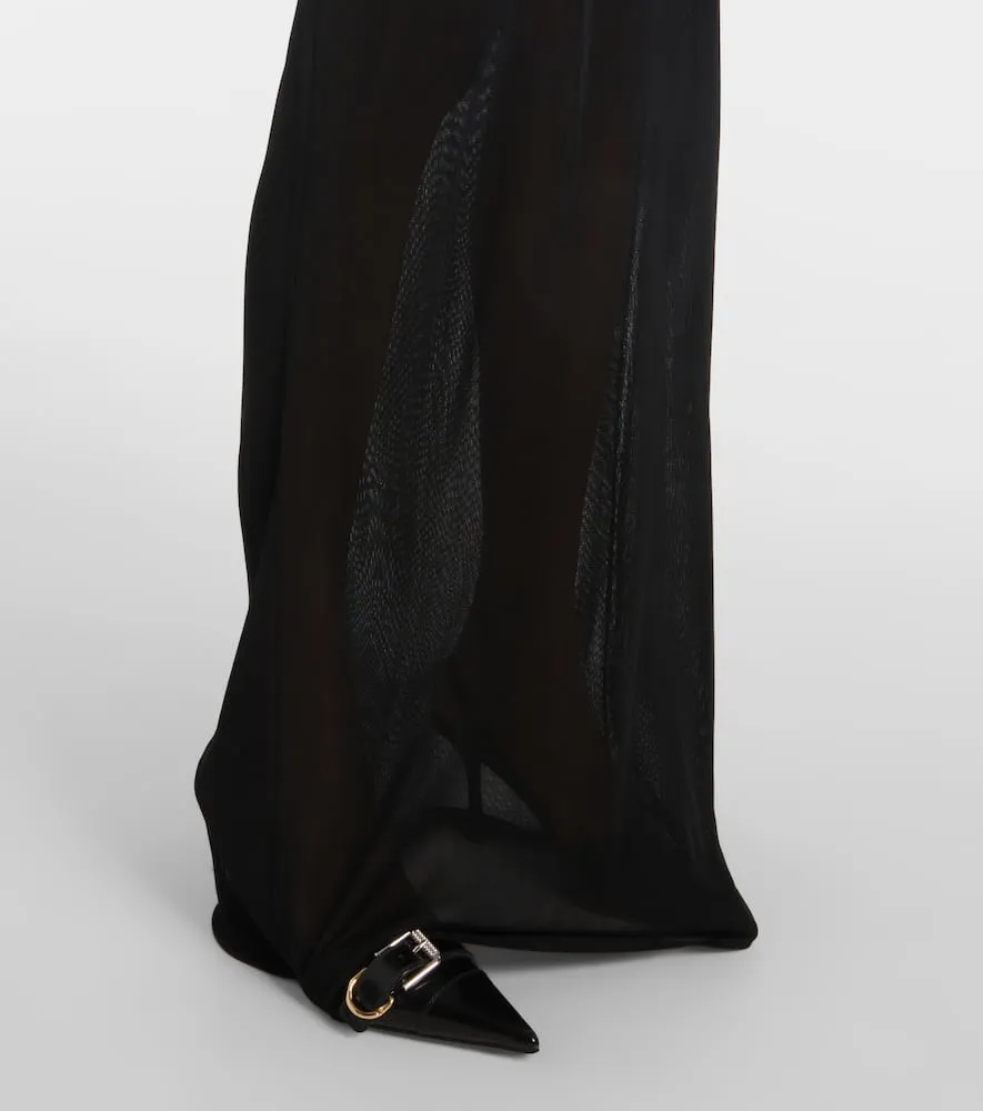 Jean Paul Gaultier Marini√É¬®re striped mesh maxi dress