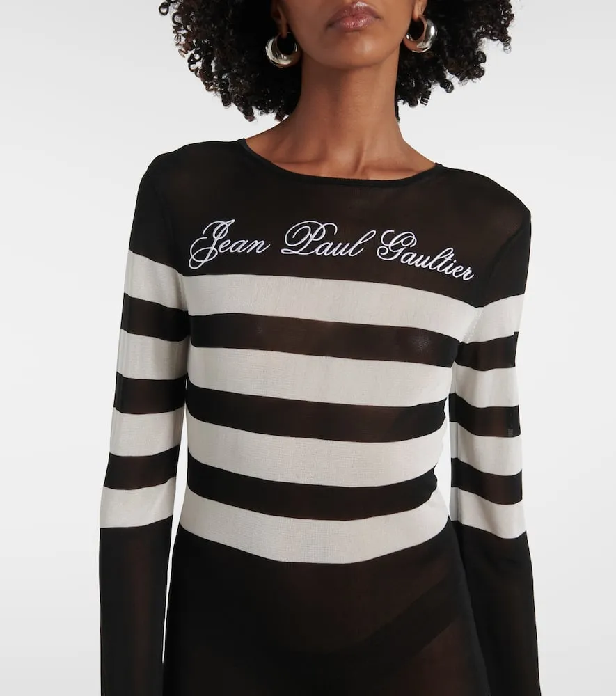 Jean Paul Gaultier Marini√É¬®re striped mesh maxi dress