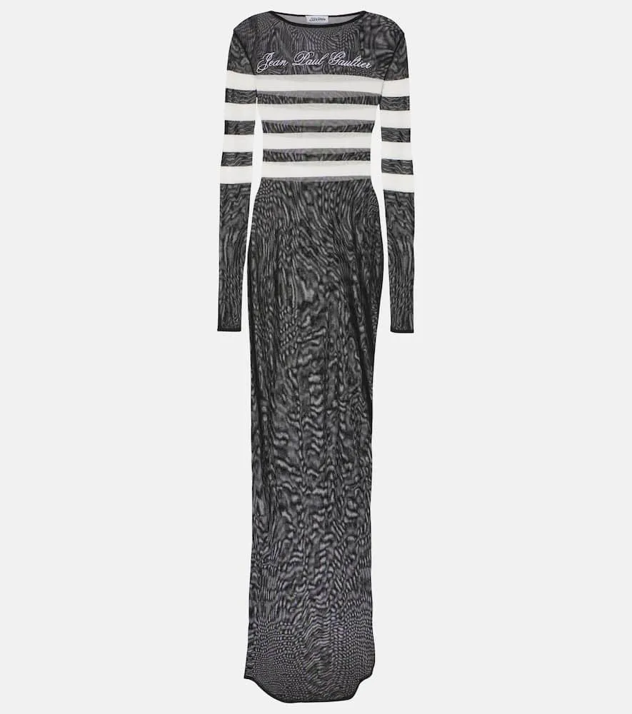 Jean Paul Gaultier Marini√É¬®re striped mesh maxi dress