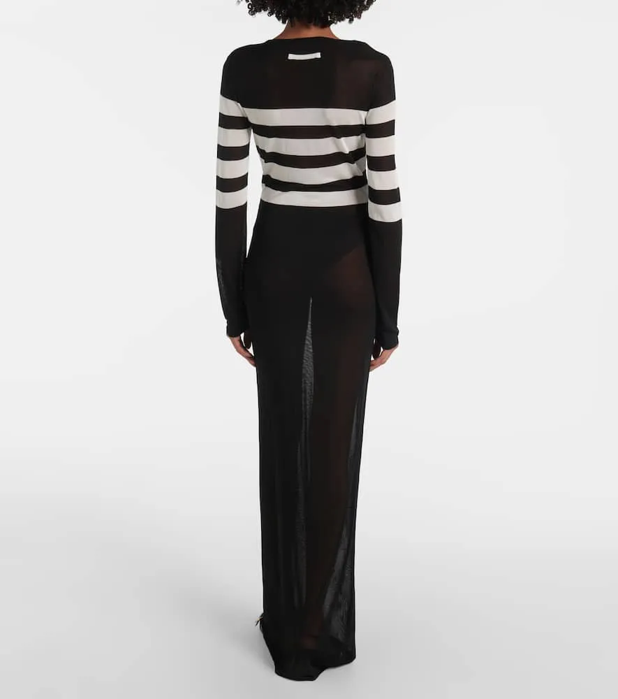 Jean Paul Gaultier Marini√É¬®re striped mesh maxi dress