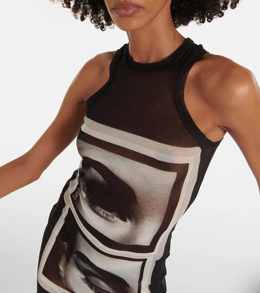 Jean Paul Gaultier Printed mesh tank top