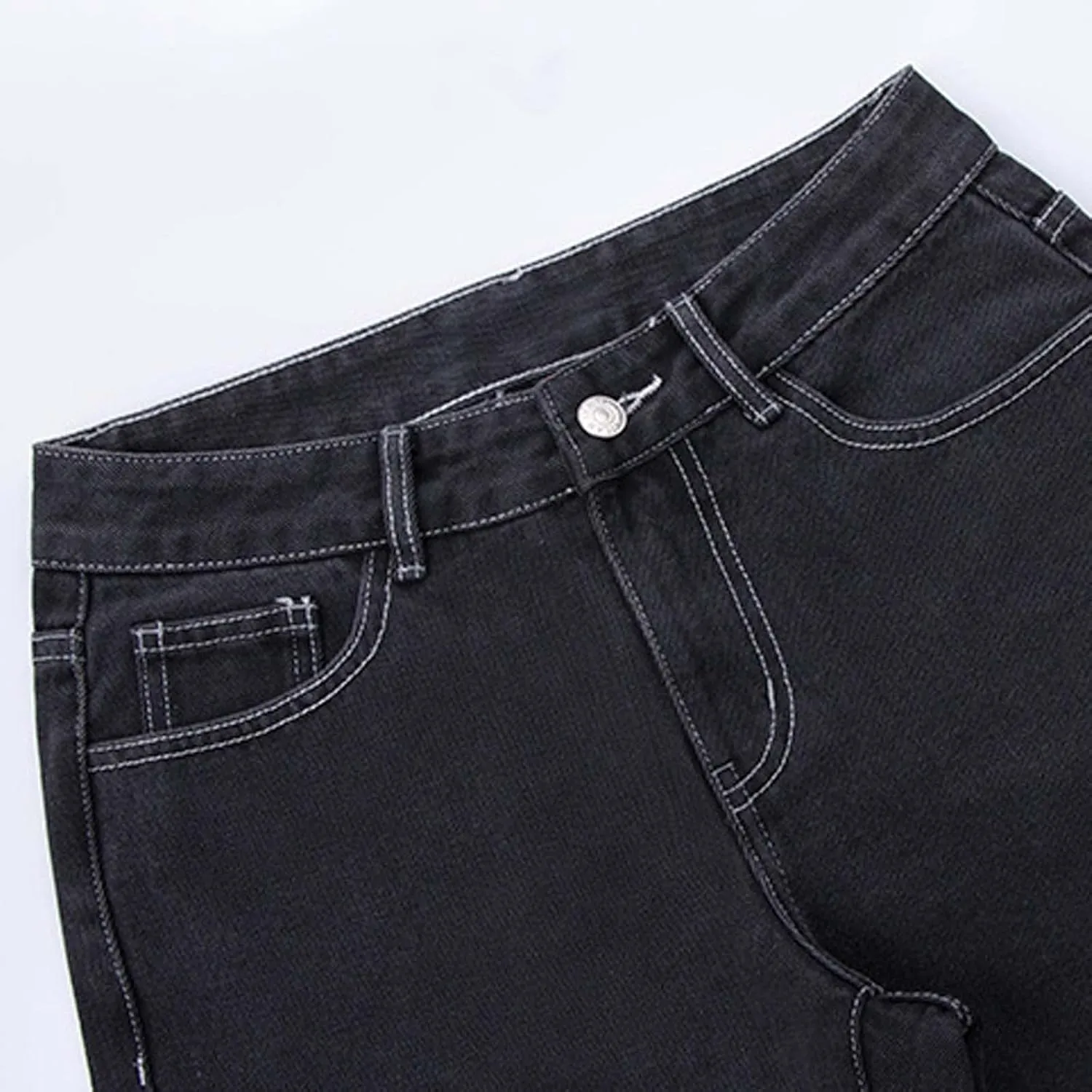Jeans for Women Trendy, Women's Mid Rise Sweet Straight Jeans Western Mid Rise Stretch Straight Leg Jean