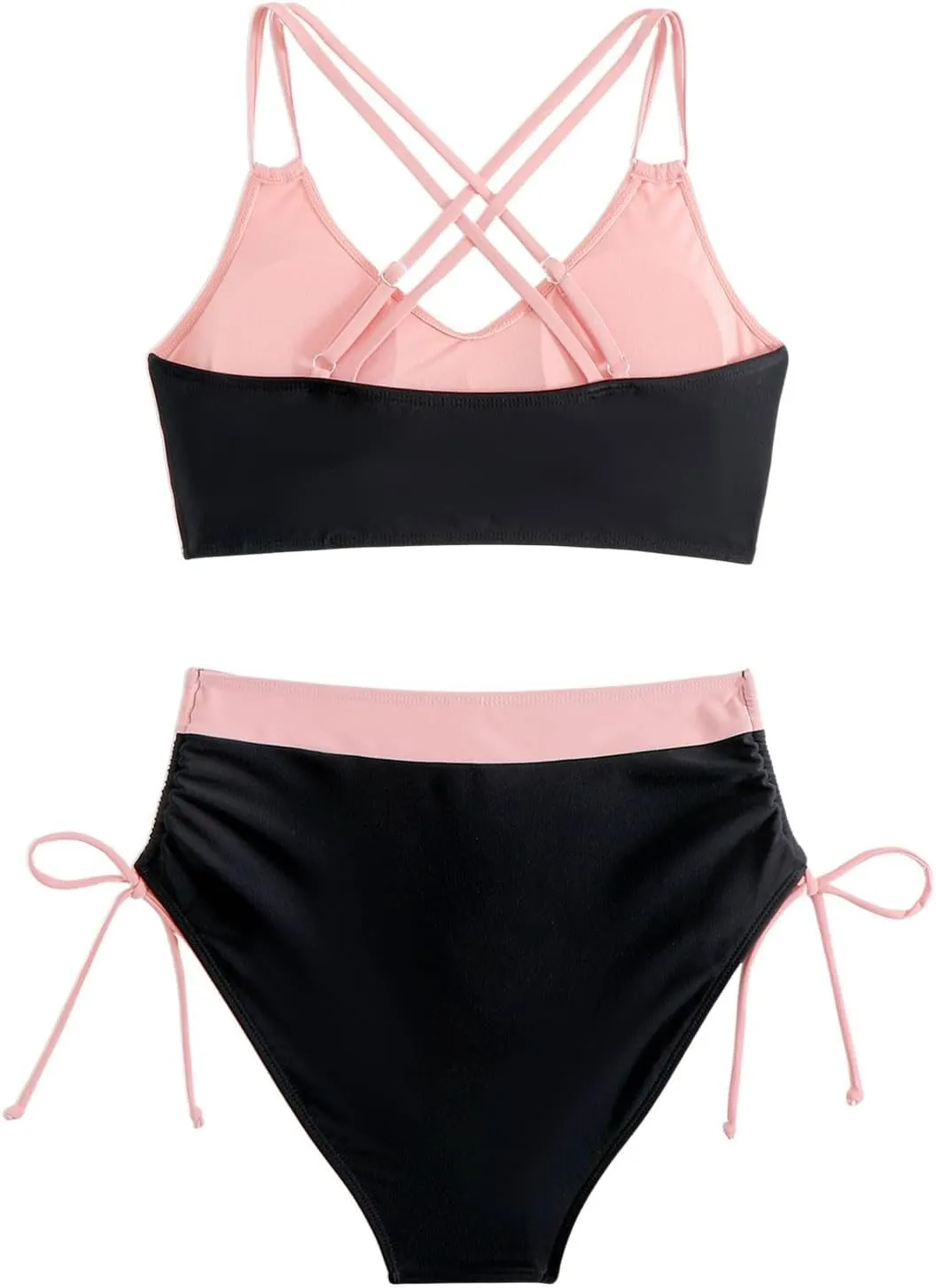 JJHAEVDY Bikini Sets for Women Tummy Control High Waisted Swimsuits Solid Two Piece Bathing Suits Modest Summer Bathing Suit