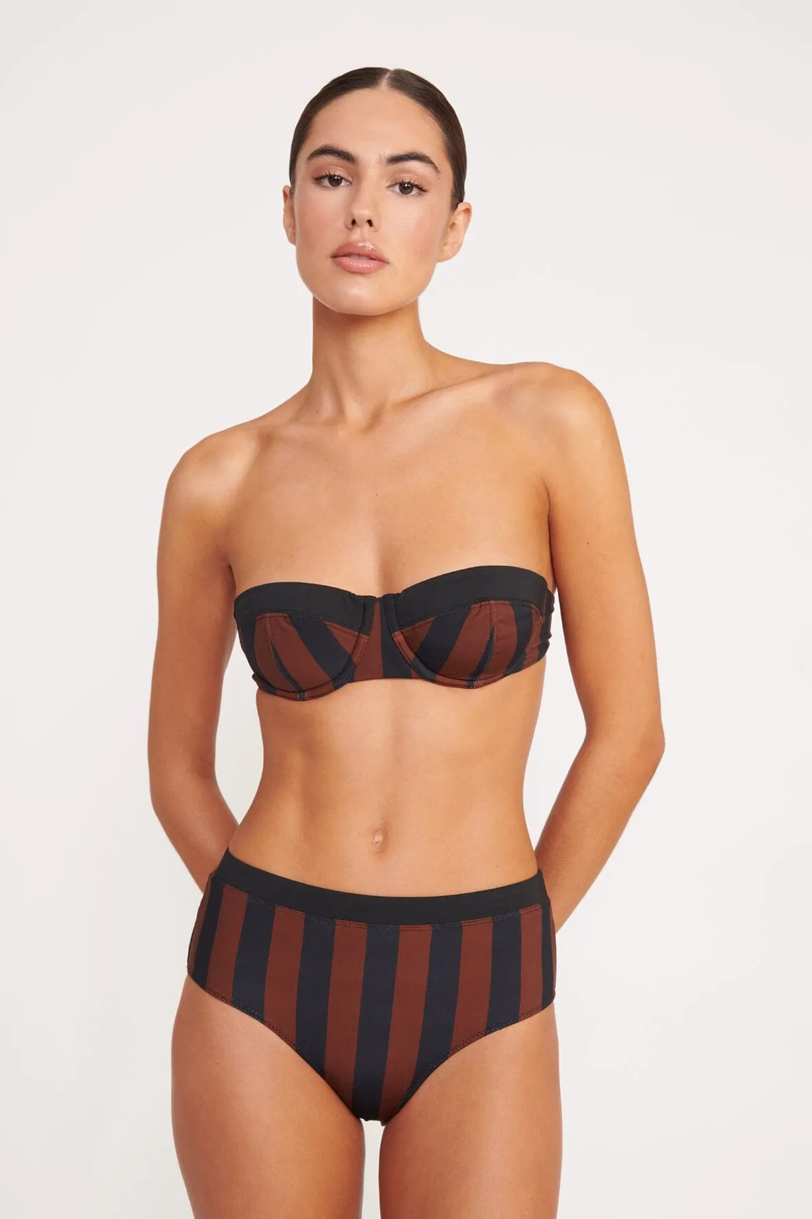 JO BALCONETTE BIKINI TOP | BLACK TAN SEASHORE STRIPE