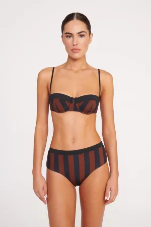 JO BALCONETTE BIKINI TOP | BLACK TAN SEASHORE STRIPE