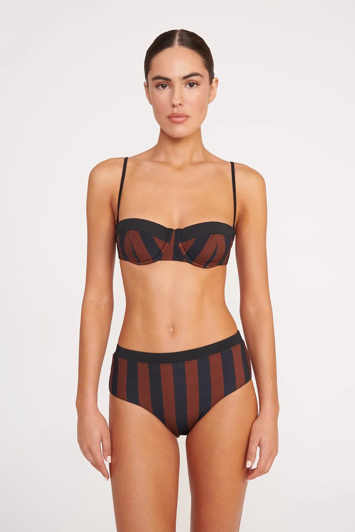 JO BALCONETTE BIKINI TOP | BLACK TAN SEASHORE STRIPE