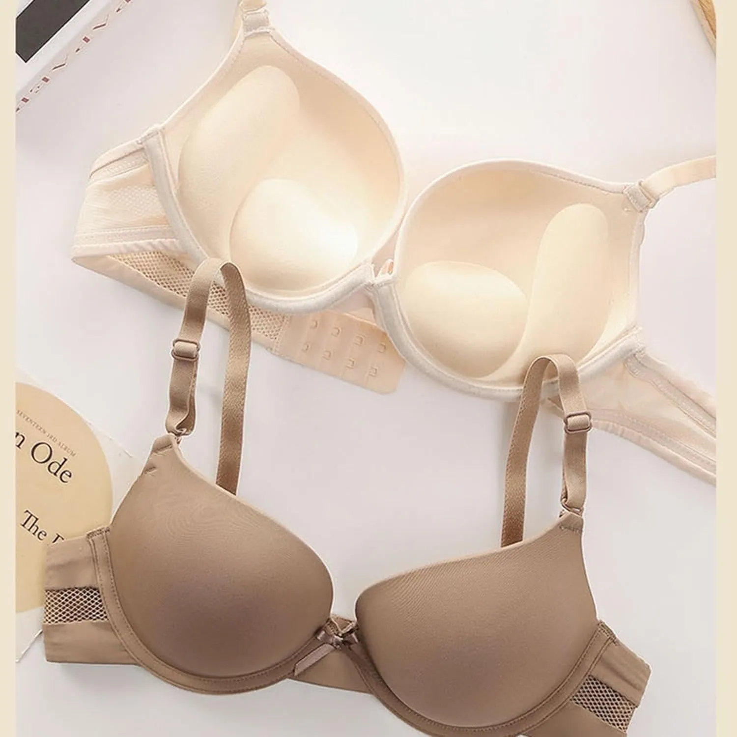 JOAU Push Up Bra for Women, Sexy Deep V Neck Seamless Comfort Bralettes Underwire Supportive Full Coverage Everyday Bras